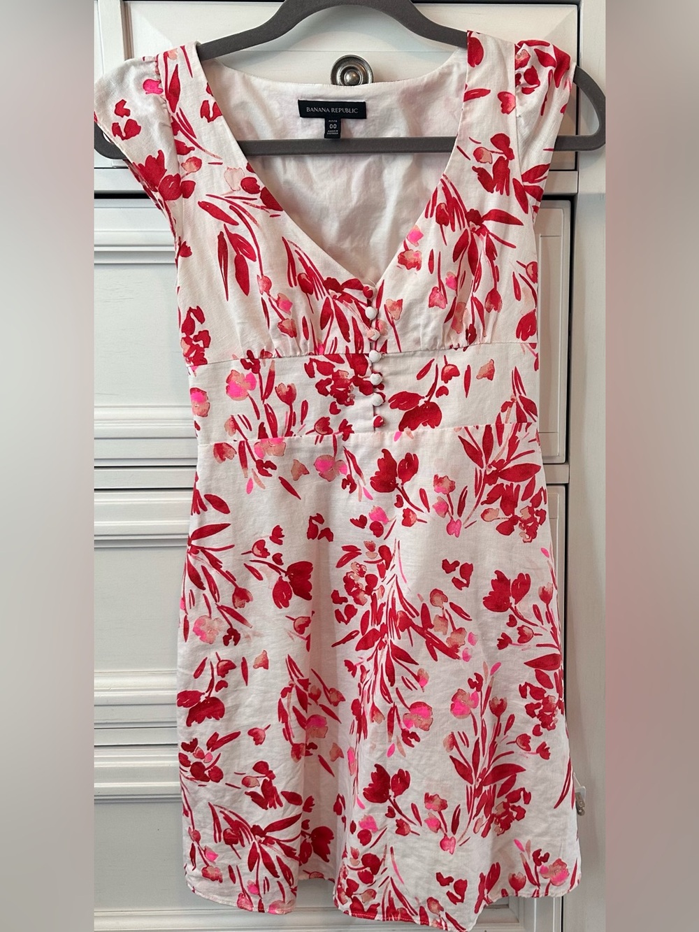 Banana Republic Petite Floral Dress Pink Red Size 00